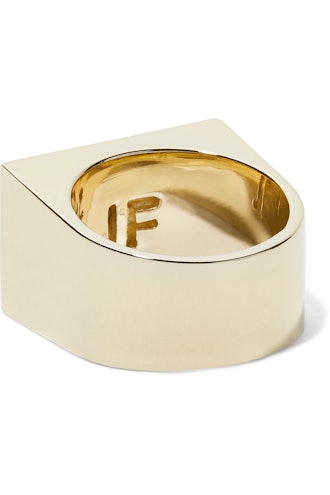 Stripe Signet Gold-Plated Pinky Ring