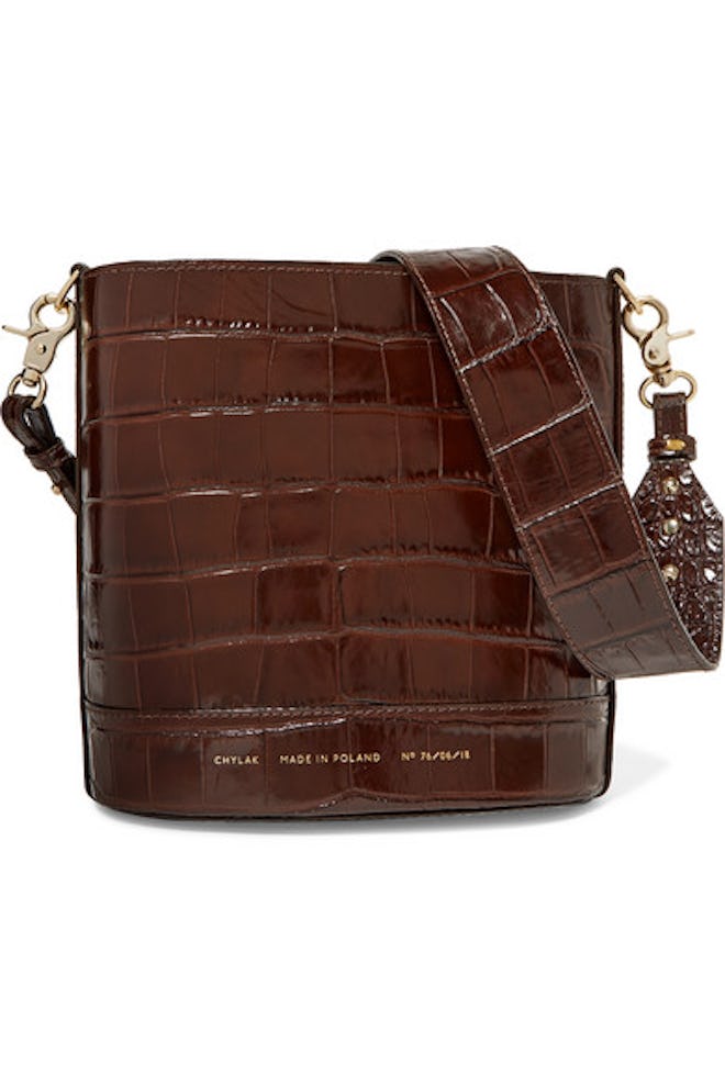 Chylak Cylinder Croc-Effect Glossed-Leather Shoulder Bag