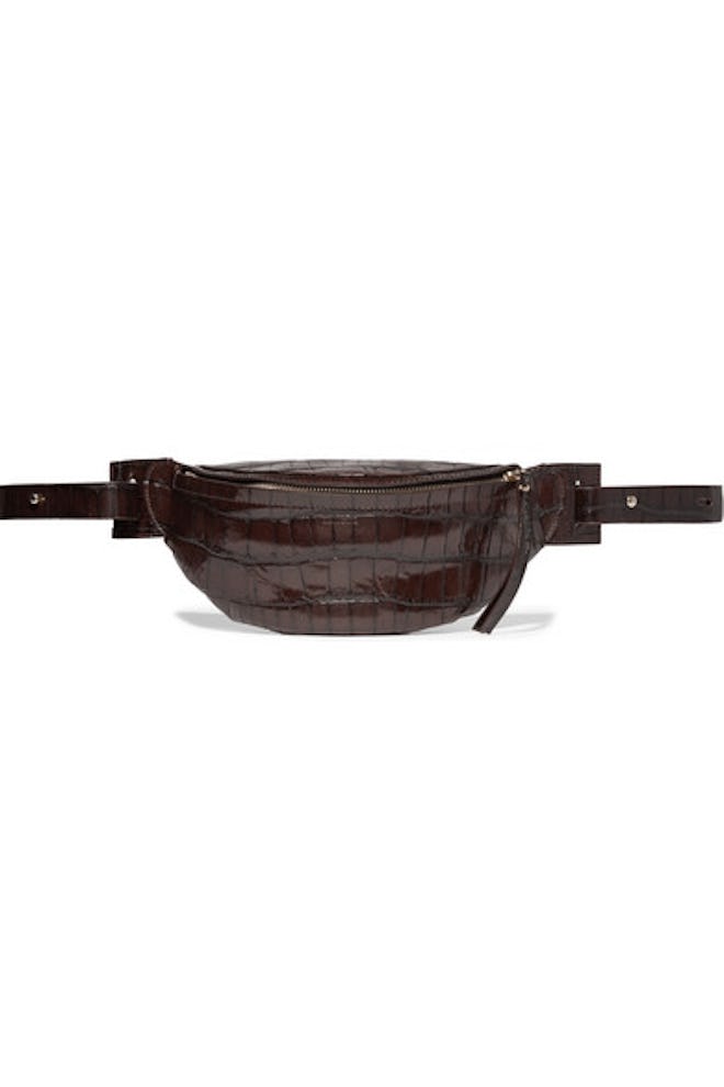 Croc-Effect Leather Belt Bag