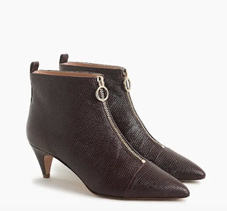 Pointy Kitten-heel Ankle Boots With Front Zip