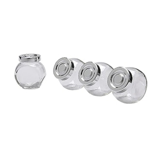 RAJTAN Spice Jar, Glass, Aluminum Color - 4 Pack 