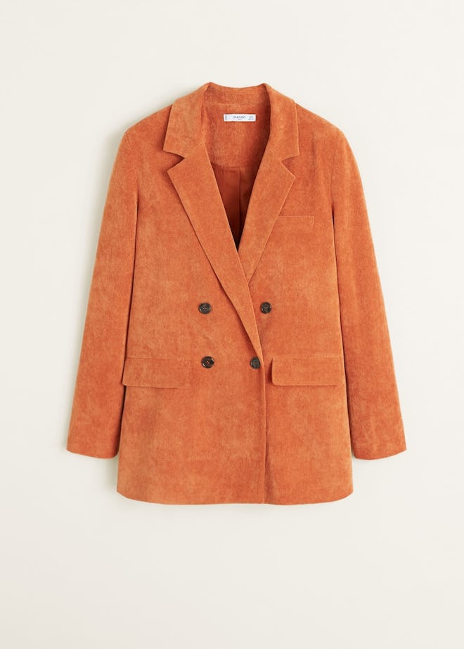 Mango Micro Corduroy Structured Blazer