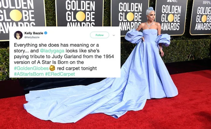 lady gaga blue dress a star is born 5 years ago today: Lady Gaga wins the Golden Globe for A Star Is Born