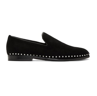 Black Suede Studded Marlo Loafers