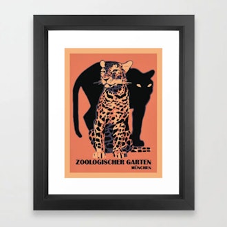 Retro Vintage Munich Zoo Big Cats Framed Art Print