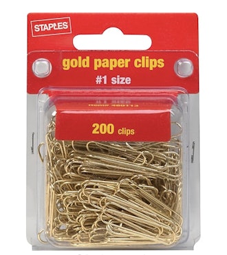 Smooth Gold Paper Clips, #1 Size, 200/Pack 