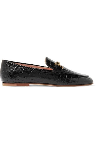 Croc-Effect Leather Loafers