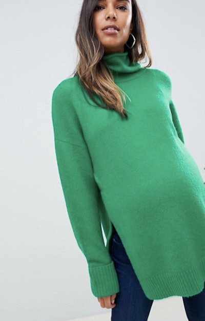 Maternity/Nursing chunky sweater with high neck