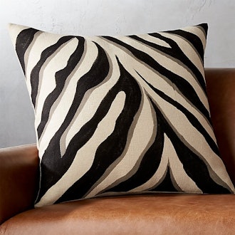23" Handpainted Zebra Print Pillow