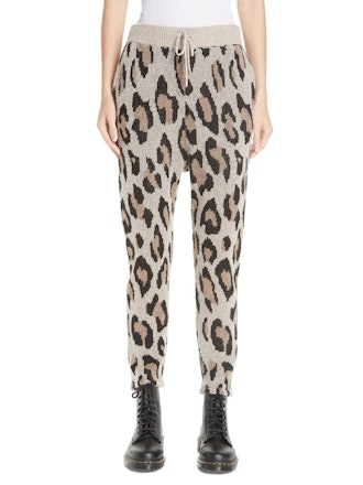 Leopard Jacquard Cashmere Pants