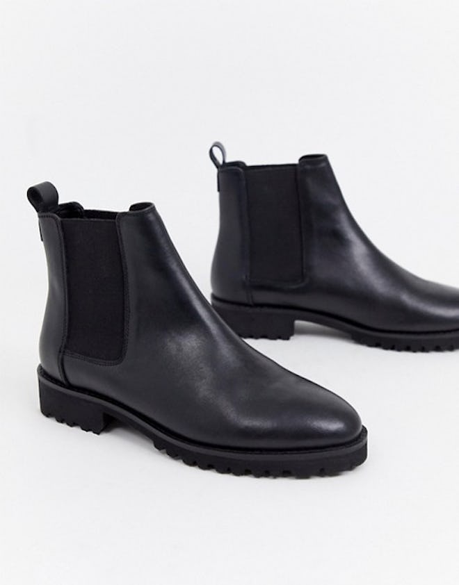 ASOS Design Addie Leather Chunky Chelsea Boots