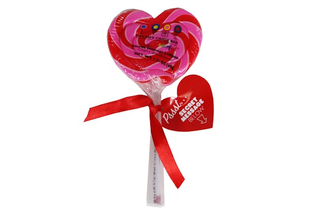 Dylan's Candy Bar Cherry Heart Shaped Secret Message Lollipop