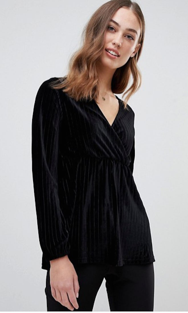 Nursing Velour Wrap Blouse