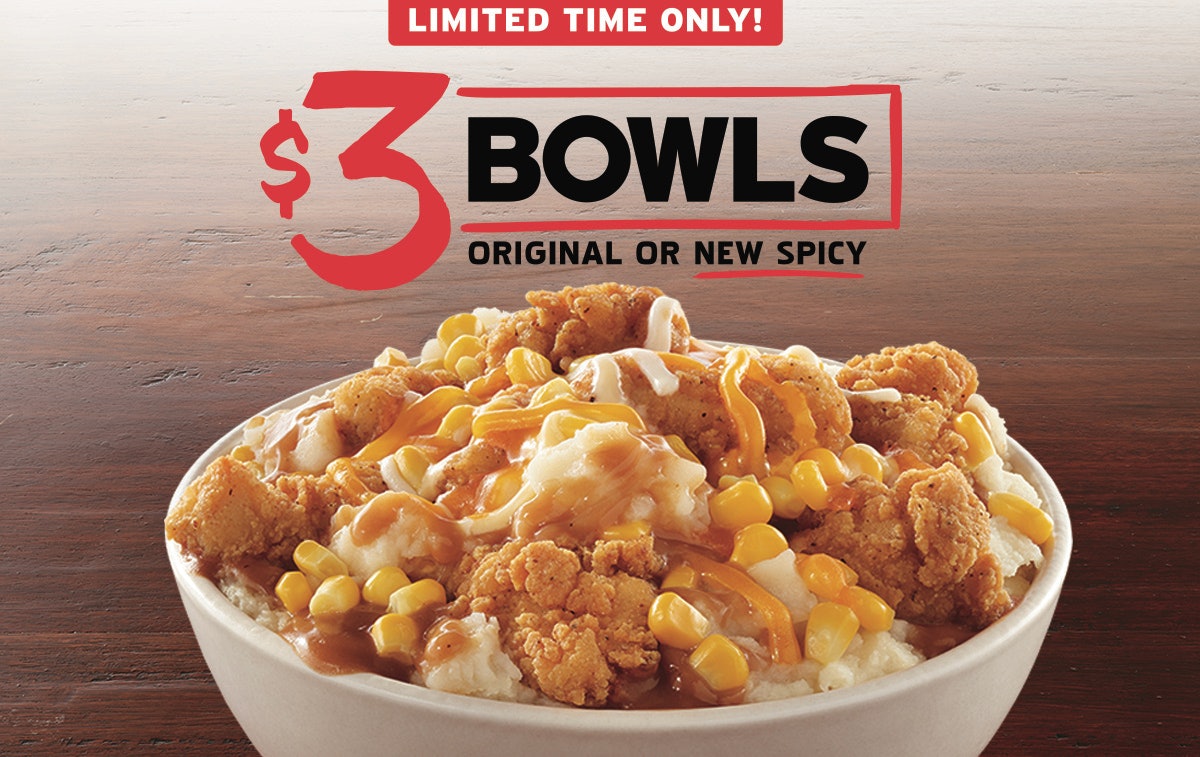 Kfcs 3 Famous Bowl Promo Includes This New Spicy Version With A Kick 