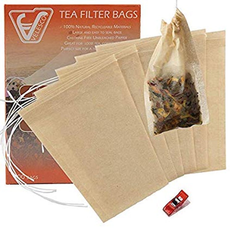 Velesco Tea Filter Bags Disposable Tea Infuser with Drawstring 