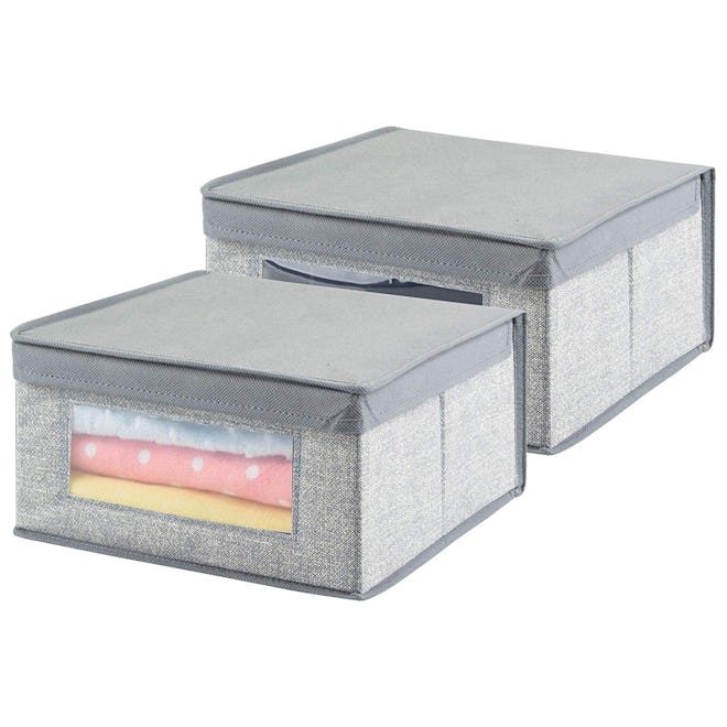 mDesign Soft Stackable Fabric Closet Storage Organizer Holder Box