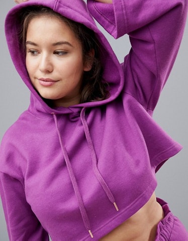 South Beach Plus Crop Oversize Hoodie In Purple