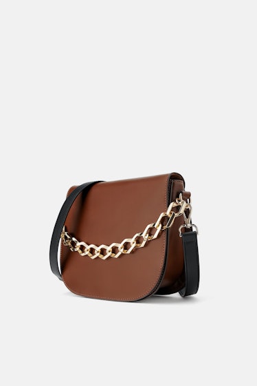 LEATHER CROSSBODY BAG WITH CHAIN