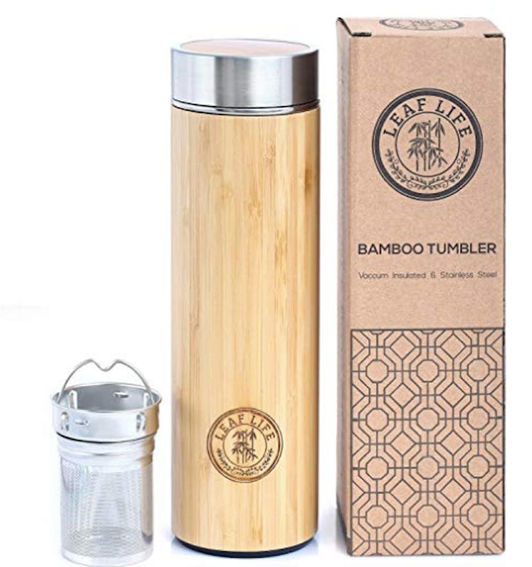 Original Bamboo Tumbler with Tea Infuser & Strainer by LeafLife 