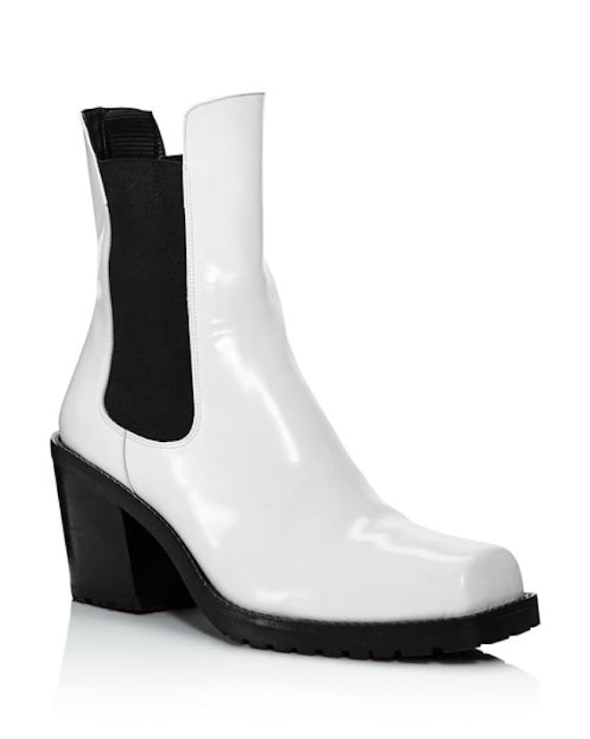 Crawford Square Toe Patent Leather Mid-Heel Booties