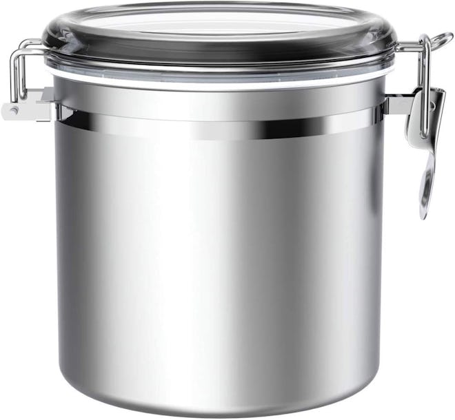 ENLOY Stainless Steel Airtight Canister With Clear Lid & Sturdy Locking Clamp