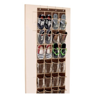 SimpleHouseware Crystal Clear Over-The-Door Hanging Shoe Organizer