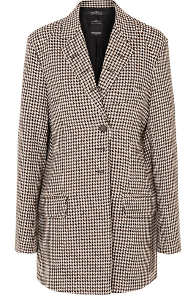 Oversized Houndstooth Tweed Blazer