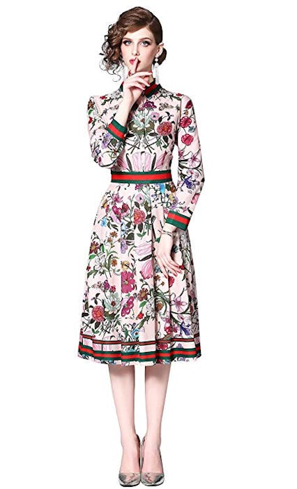 Lai Meng Five Cats High Neck A-Line Midi Dress
