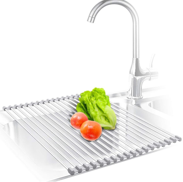 KIBEE Stainless Steel Roll Up Over The Sink Drainer