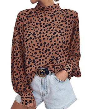 SySea Mock Neck Leopard Blouse
