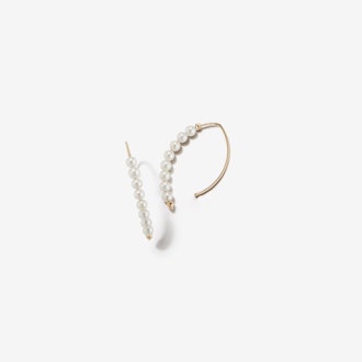 Small Open Marquis Hoop Pearl Earrings