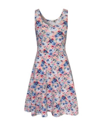 TAM WARE Womens Casual Fit and Flare Floral Sleeveless Dress