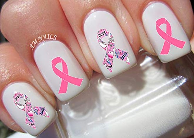 Breast Cancer Ribbon Nail Art Transfers Stickers