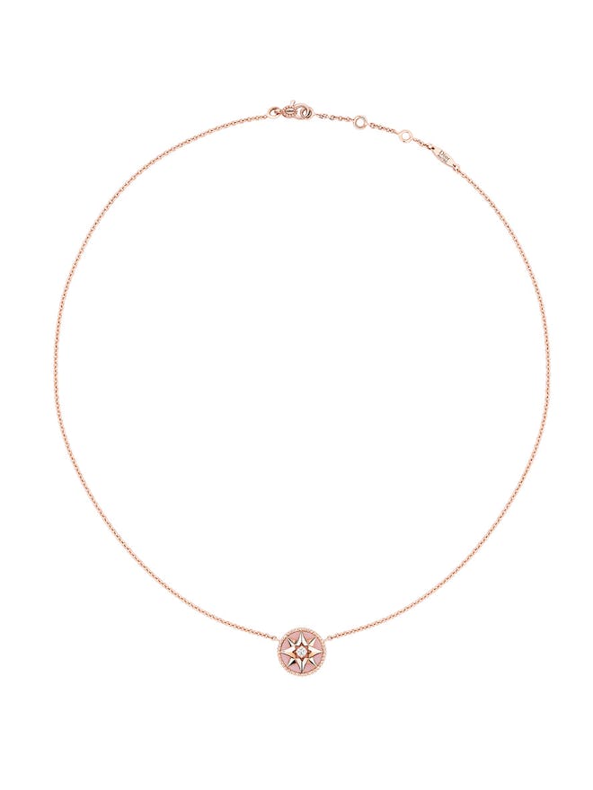 Rose des Vents Necklace, 18k Pink Gold, Diamond And Pink Opal