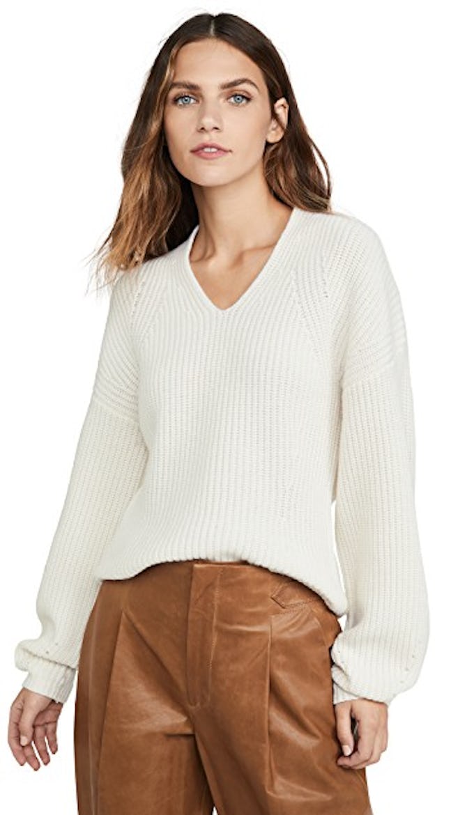 Shaped Ribbed Cashmere Sweater  