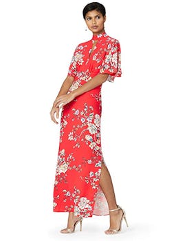Truth & Fable Printed Keyhole Maxi Dress