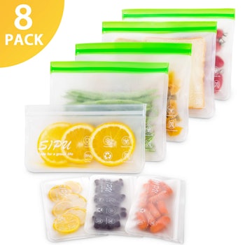 SIPU DUAL Leakproof Reusable Food Storage Bags (8-Pack)