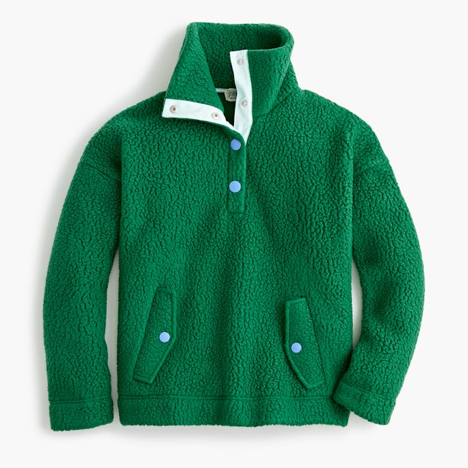 J. Crew Snap Collar Sweatshirt In Polartec Fleece