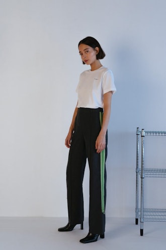Frayed Tailored Trousers In Stone Grey