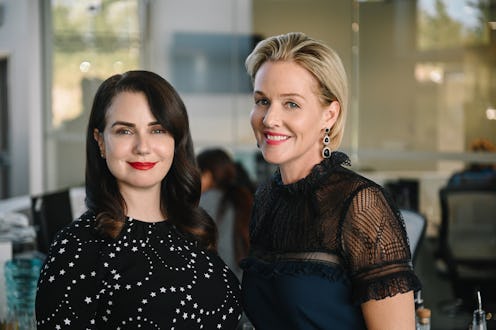 The cast of Lifetime's 'College Admissions Scandal' smiling into the camera.