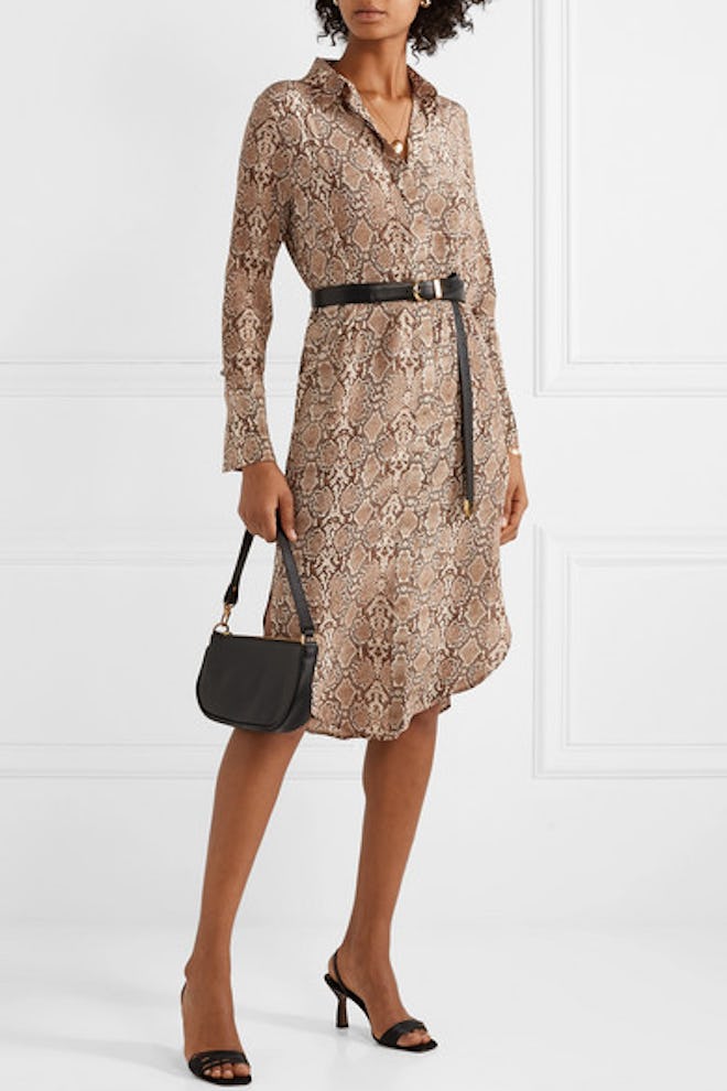 Chelsea Snake-Print Silk Crepe de Chine Dress