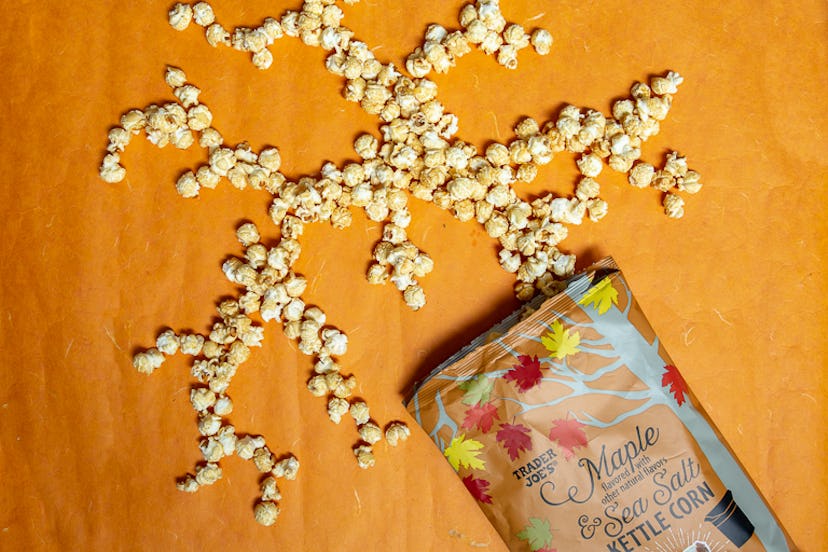 Grab a bag of the very Instagrammable maple and sea salt kettle corn. Image credit: Trader Joe's