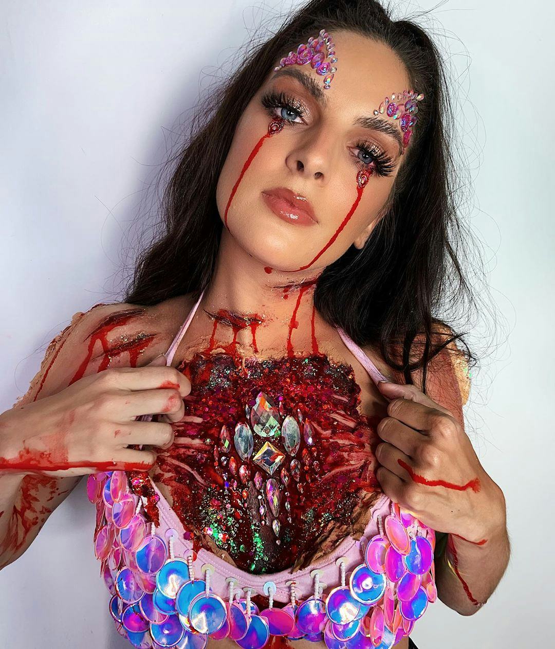 Shrine's bloody festival Halloween looks combine glitter and gore.