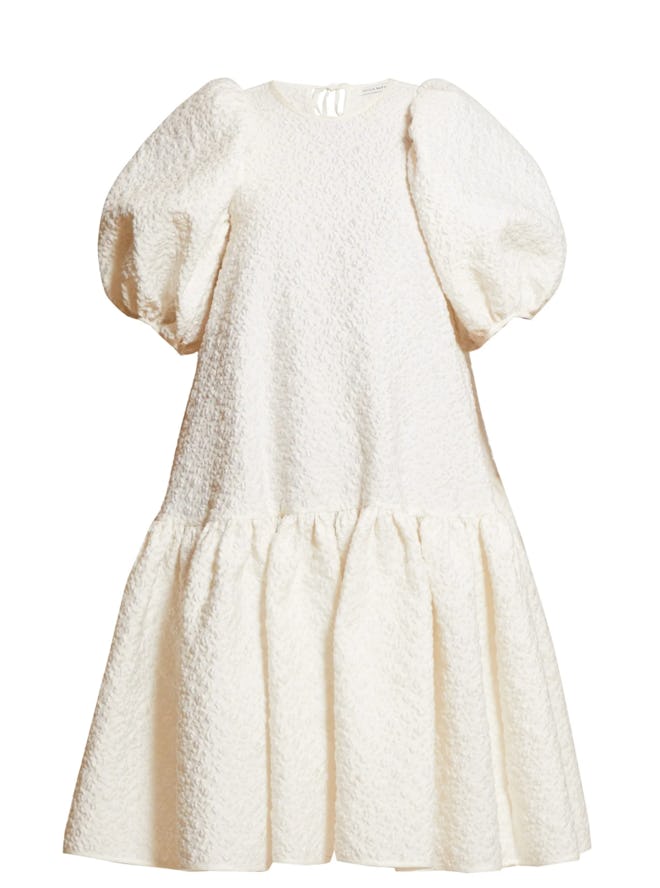 Alexa Puffed-Sleeve Cloqué Dress