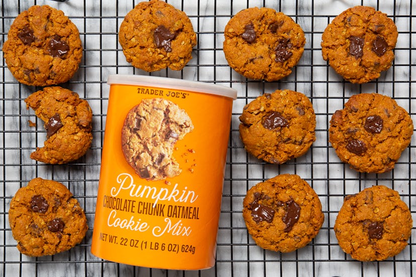 Bake a fresh batch of pumpkin chocolate chunk oatmeal cookies, with a little help from Joe. Image cr...