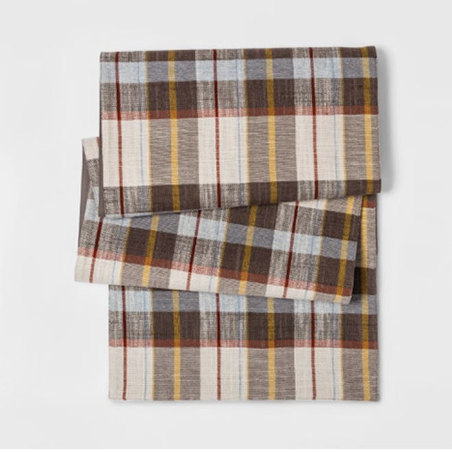 Plaid Table Runner Brown