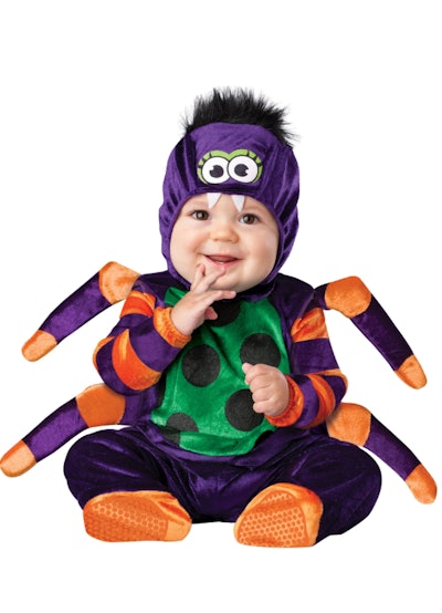 Spiders are a super cute idea for matching Halloween costumes for baby and dog.