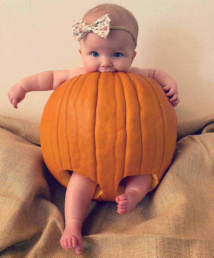 pics of babies dressed as pumpkins, baby in a pumpkin
