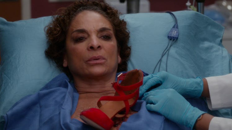 Gemma on Grey's Anatomy with shoe in her sternum