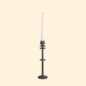 Design Ideas Spindle Wood Candlestick Pillar Holder, Medium, Black